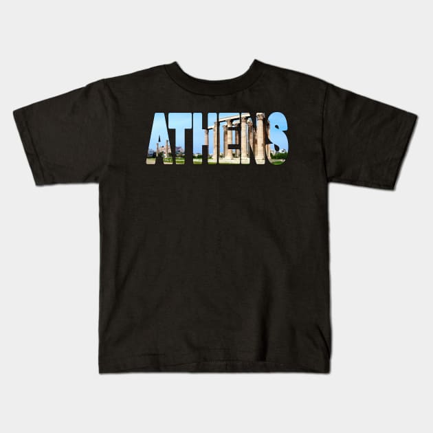 ATHENS - Temple of Zeus Acropolis Greece Kids T-Shirt by TouristMerch